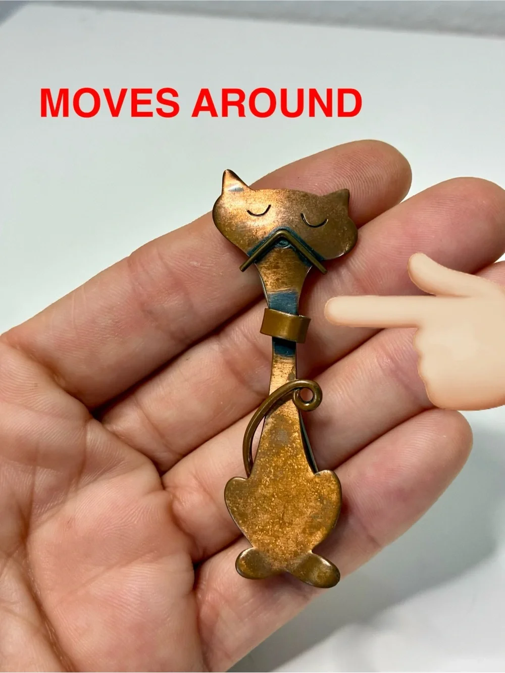 VTG Otto Robert Bade Copper Cat Brooch Pin Lightweight Feline Lover